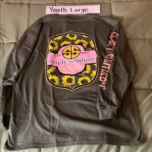 2/$25 Simply Southern Gray and Yellow Long Sleeve Tee